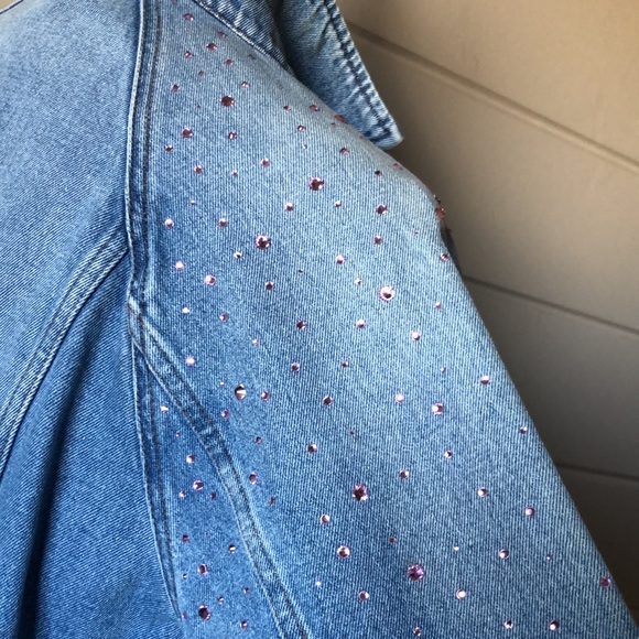Custom Bedazzled Oversized Jean Jacket Size XS - Picture 12 of 17